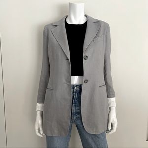 SMYTHE Boyfriend Linen Blazer in Light Grey